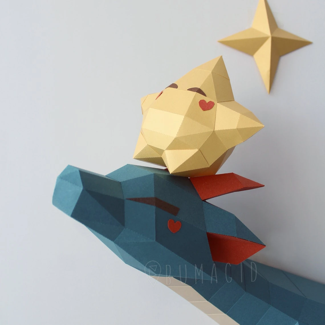 Dragon with the Stars for Creative Crafts & Decor, PDF Template, Paper Sculpture, DIY, Pepakura Pattern, Handmade, Papercraft, Lowpoly, Lowpoly Papercraft, BUMAGID