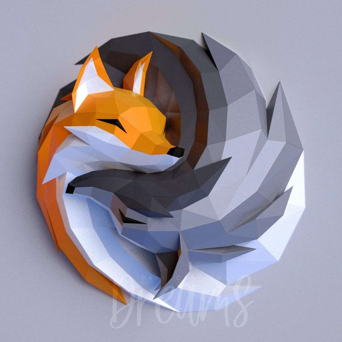 Papercraft Templates Red Fox Silver Fox Wall Model