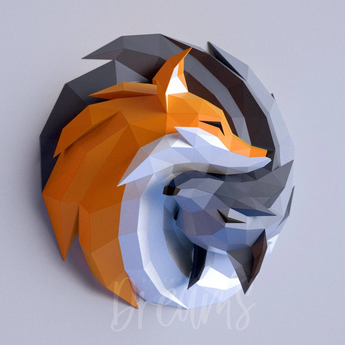 Papercraft Templates Red Fox Silver Fox Wall Model