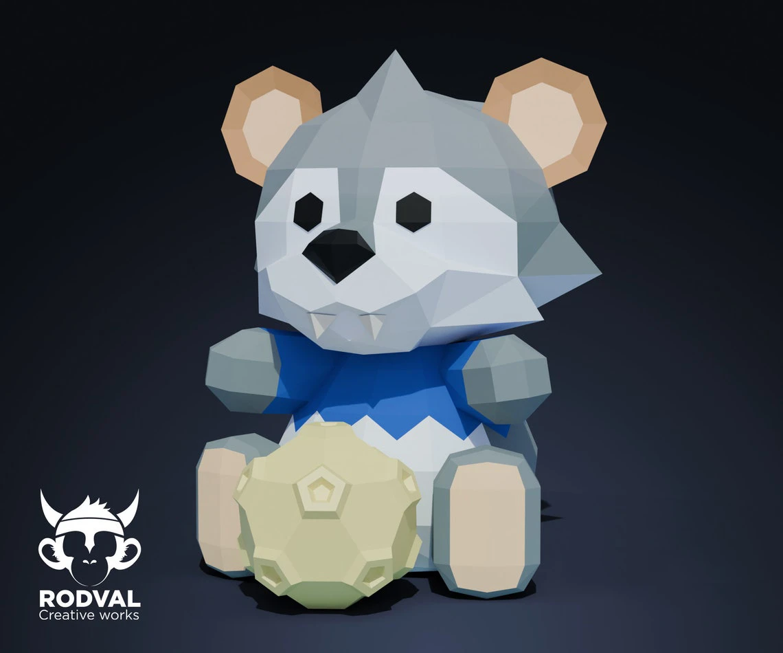 HALLOWEEN TEDDY WEREWOLF, bear, Papercraft, Template, DIY, Paper, Low Poly, Cute, Kawaii, 3D Model, Pdf Low Poply, Kids Toy