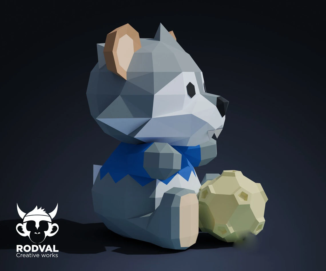 HALLOWEEN TEDDY WEREWOLF, bear, Papercraft, Template, DIY, Paper, Low Poly, Cute, Kawaii, 3D Model, Pdf Low Poply, Kids Toy