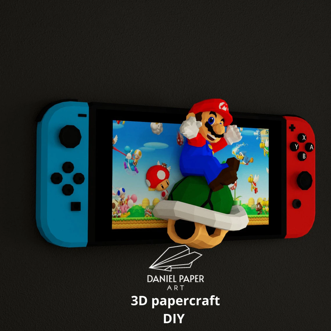 Game Play Mario PDF Template, DIY 3d Model, FanArt, Paper Sculpture, Low Poly, Pepakura, Craft, Manualidad, Paper Art