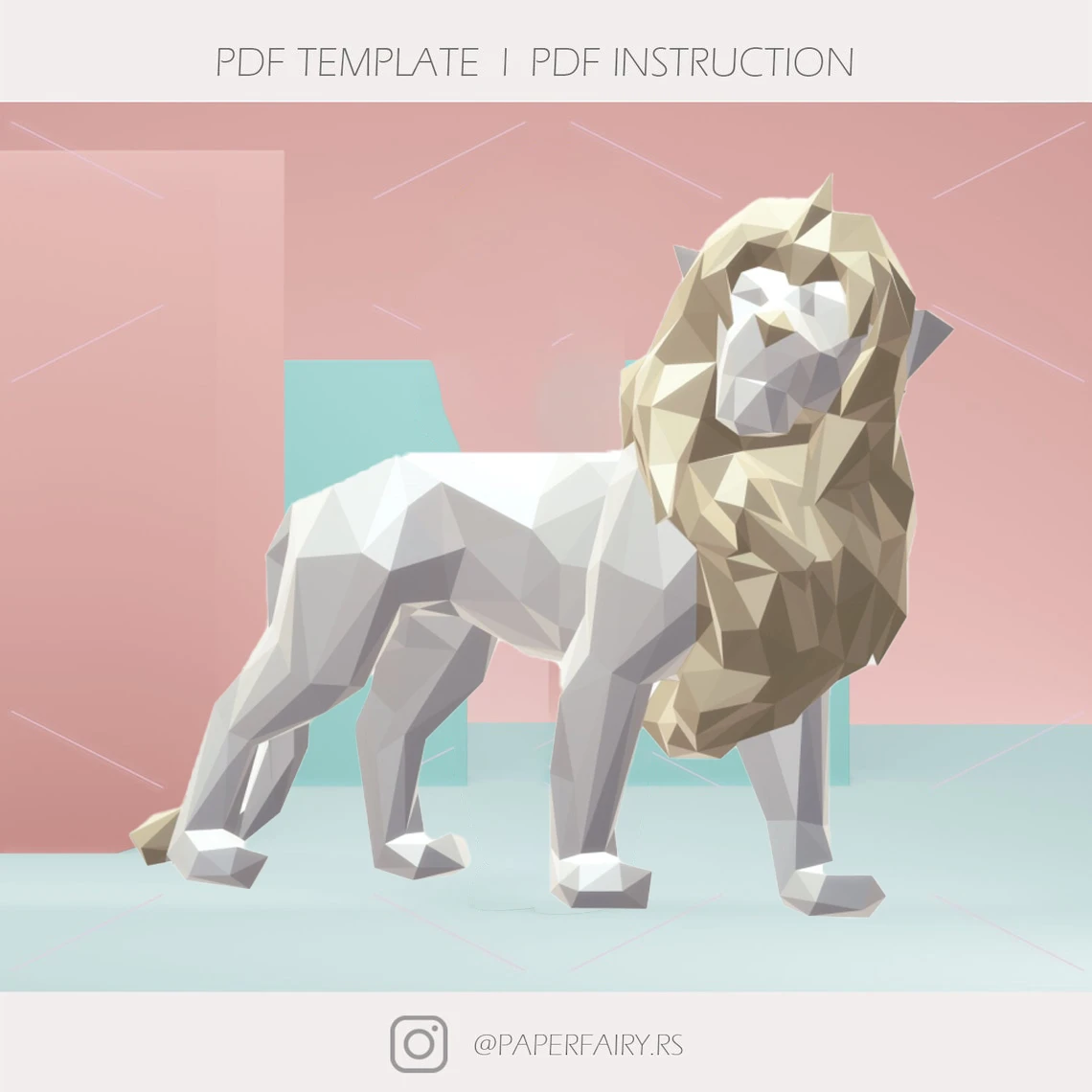 Low poly Simba the Lion King Toy 3d papercraft sculpture, Doll 3D paper model