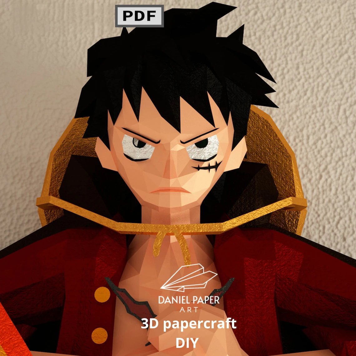 Luffy Diorama, One Piece PDF Template, DIY 3d Model, FanArt, Paper Sculpture, Low Poly, Pepakura, Craft, Manualidad, Paper Art