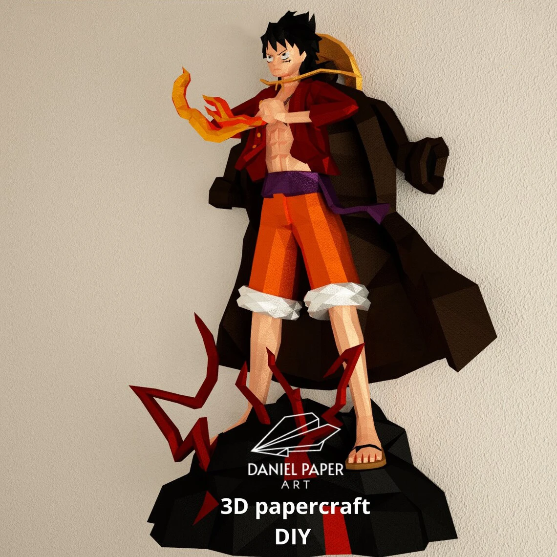 Luffy Diorama, One Piece PDF Template, DIY 3d Model, FanArt, Paper Sculpture, Low Poly, Pepakura, Craft, Manualidad, Paper Art