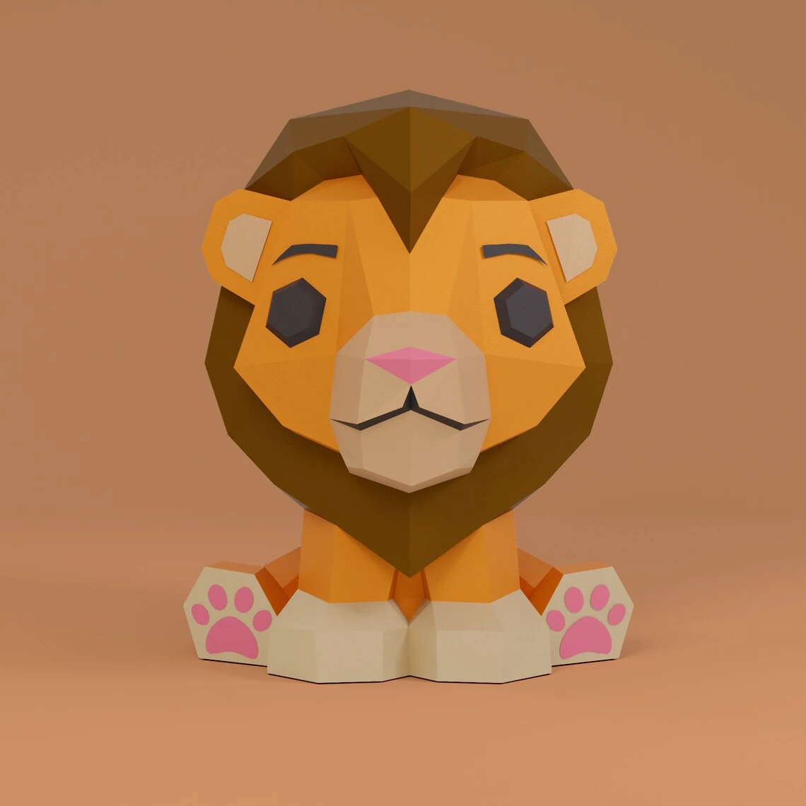 3D Low Poly Lion DIY | Printable Papercraft | Unique Geometric Decoration | Original Gift | Relaxing Craft | PDF model