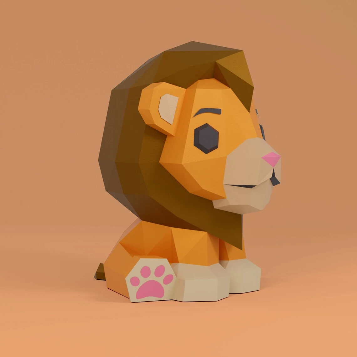 3D Low Poly Lion DIY | Printable Papercraft | Unique Geometric Decoration | Original Gift | Relaxing Craft | PDF model