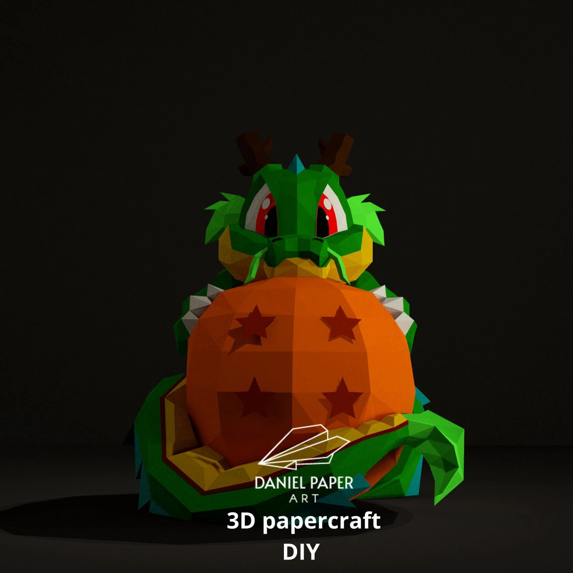 Baby Shenlong, Dragon Ball PDF Template, DIY 3d Model, FanArt, Paper Sculpture, Low Poly, Pepakura, Craft, Manualidad, Paper Art