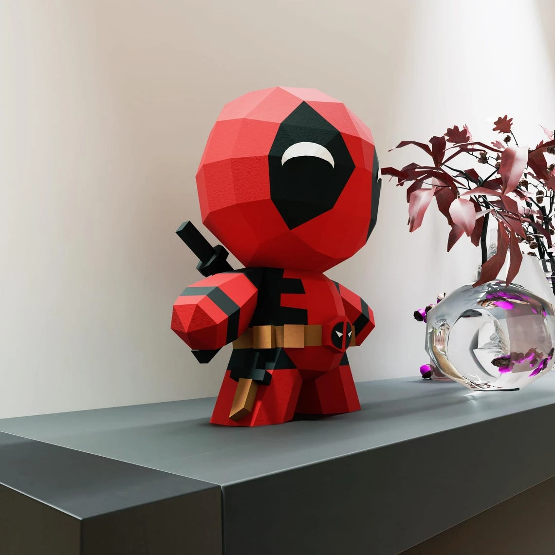 Papercraft Template DeadPool, Format Pdf format compatible with cricut and cameo, digital template, 3D paper origami, pepakura