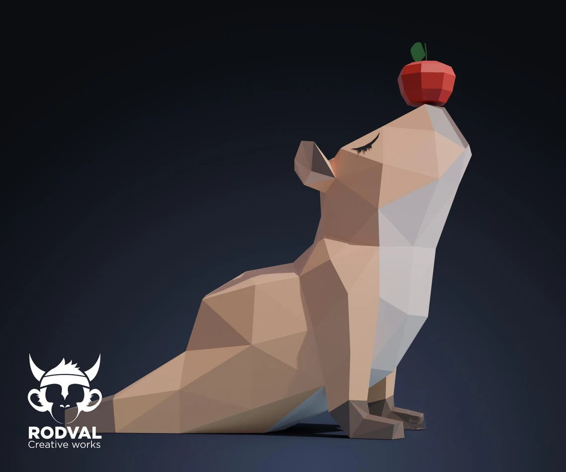 CAPYBARA YOGA, Papercraft, Template, DIY, Paper, Low Poly, Cute, Kawaii, 3D Model, Pdf Low Poply, Kids Toy