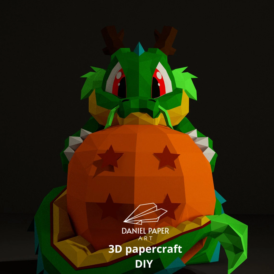 Baby Shenlong, Dragon Ball PDF Template, DIY 3d Model, FanArt, Paper Sculpture, Low Poly, Pepakura, Craft, Manualidad, Paper Art