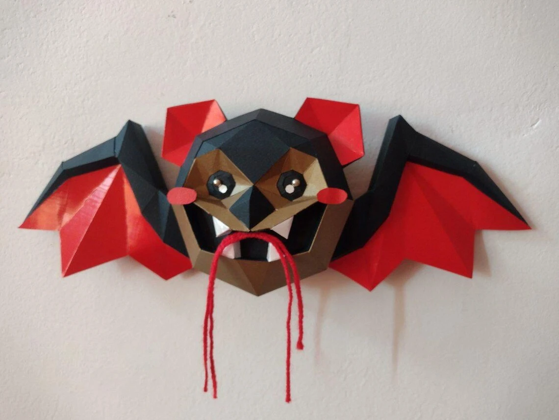 HALLOWEEN LITTLE BAT CARTOON, Papercraft, Template, DIY, Paper, Low Poly, Holiday, 3D Model, Pdf Low Poply, October, Carnival, Halloween