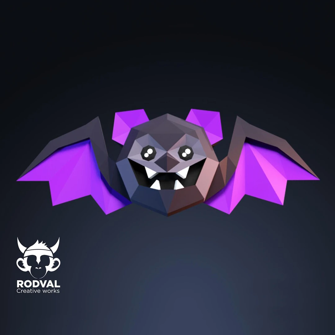 HALLOWEEN LITTLE BAT CARTOON, Papercraft, Template, DIY, Paper, Low Poly, Holiday, 3D Model, Pdf Low Poply, October, Carnival, Halloween