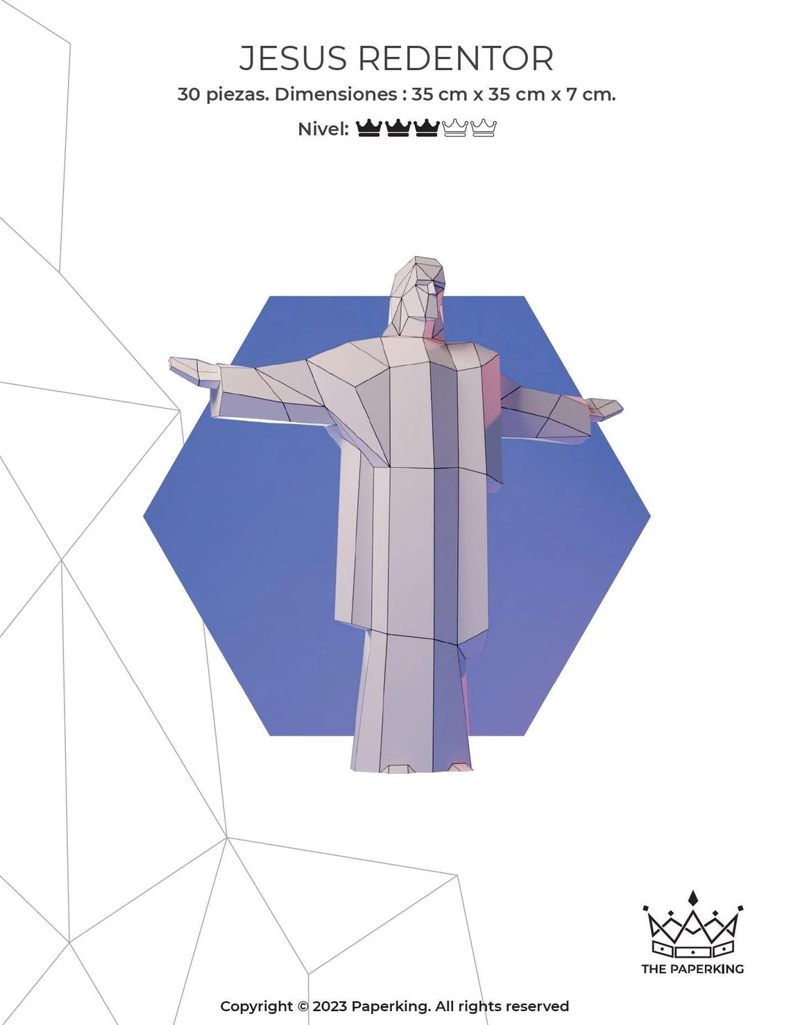 Jesus the Redeemer, Jesus Redeemer Papercraft 3D, pepakura Pdf template Low polygonal Paper Sculpture Diy Decor home loft office lover gift