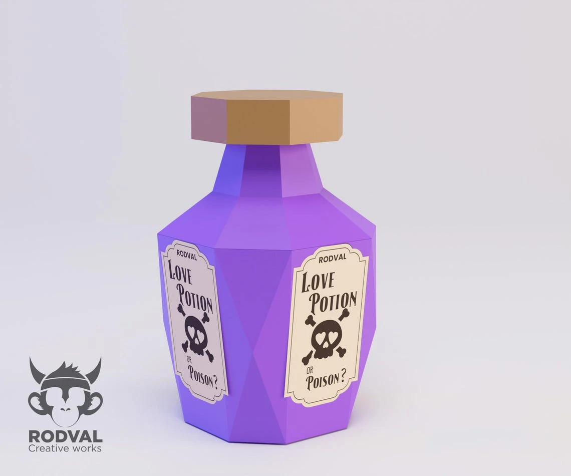 POTIONS HALLOWEEN, Papercraft, Template, DIY, Paper, Low Poly, 3D Model, Pdf Low Poly, Kids Toy