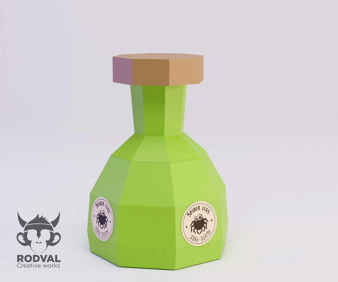 POTIONS HALLOWEEN, Papercraft, Template, DIY, Paper, Low Poly, 3D Model, Pdf Low Poly, Kids Toy