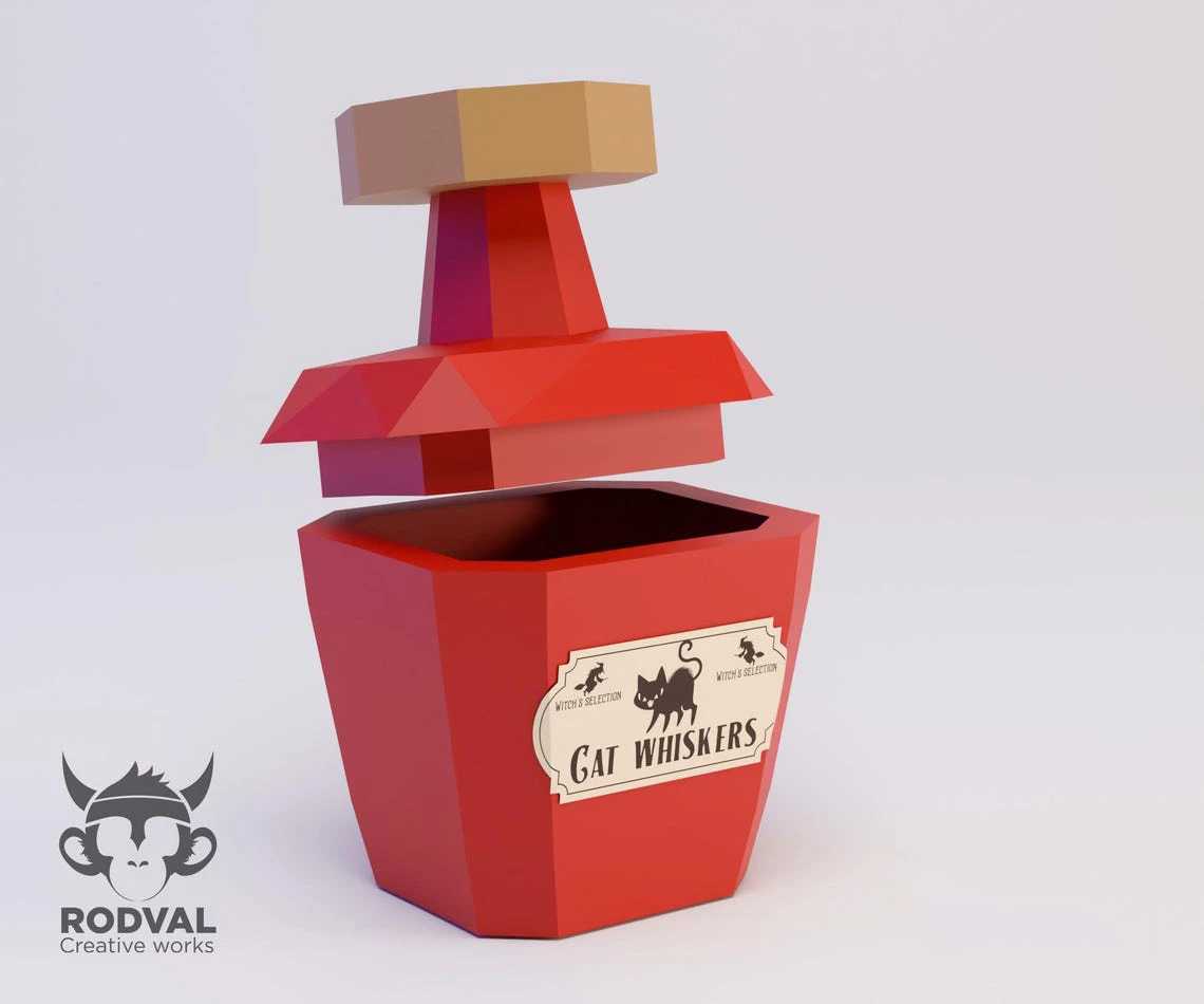 POTIONS HALLOWEEN, Papercraft, Template, DIY, Paper, Low Poly, 3D Model, Pdf Low Poly, Kids Toy