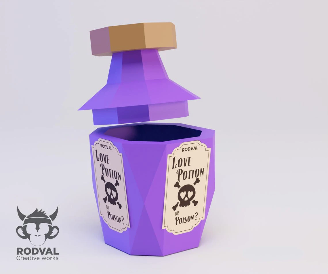 POTIONS HALLOWEEN, Papercraft, Template, DIY, Paper, Low Poly, 3D Model, Pdf Low Poly, Kids Toy