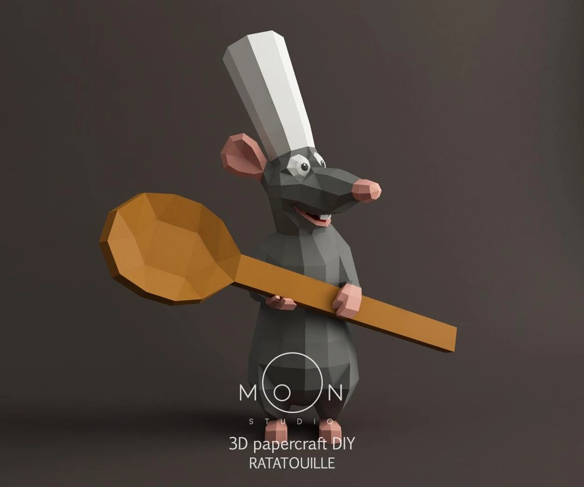 Ratatouille, DIY, Papercraft, PDF, Low Poly, 3D model, Craft, Paper, Pixar, Movie