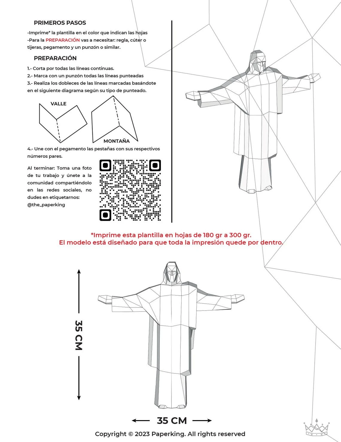 Jesus the Redeemer, Jesus Redeemer Papercraft 3D, pepakura Pdf template Low polygonal Paper Sculpture Diy Decor home loft office lover gift