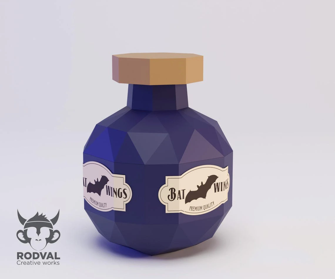 POTIONS HALLOWEEN, Papercraft, Template, DIY, Paper, Low Poly, 3D Model, Pdf Low Poly, Kids Toy