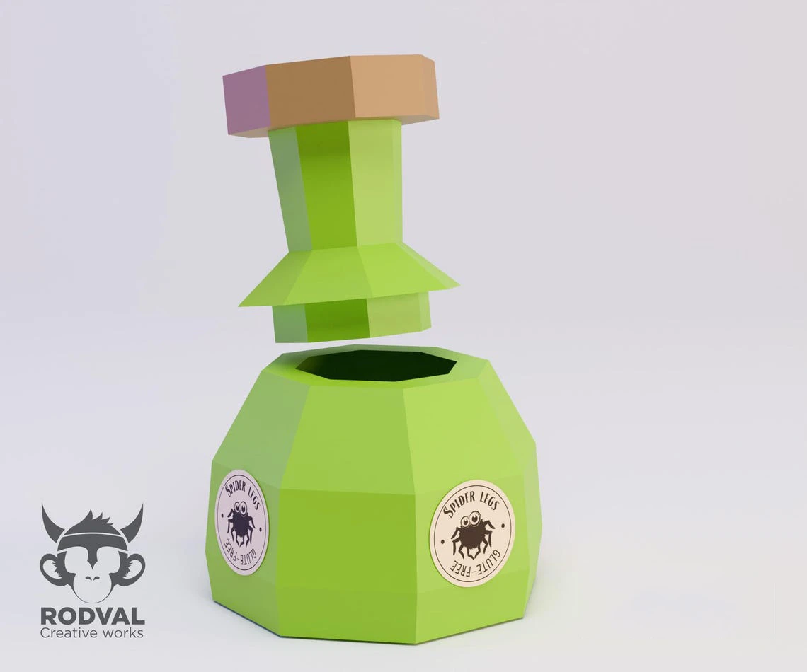 POTIONS HALLOWEEN, Papercraft, Template, DIY, Paper, Low Poly, 3D Model, Pdf Low Poly, Kids Toy