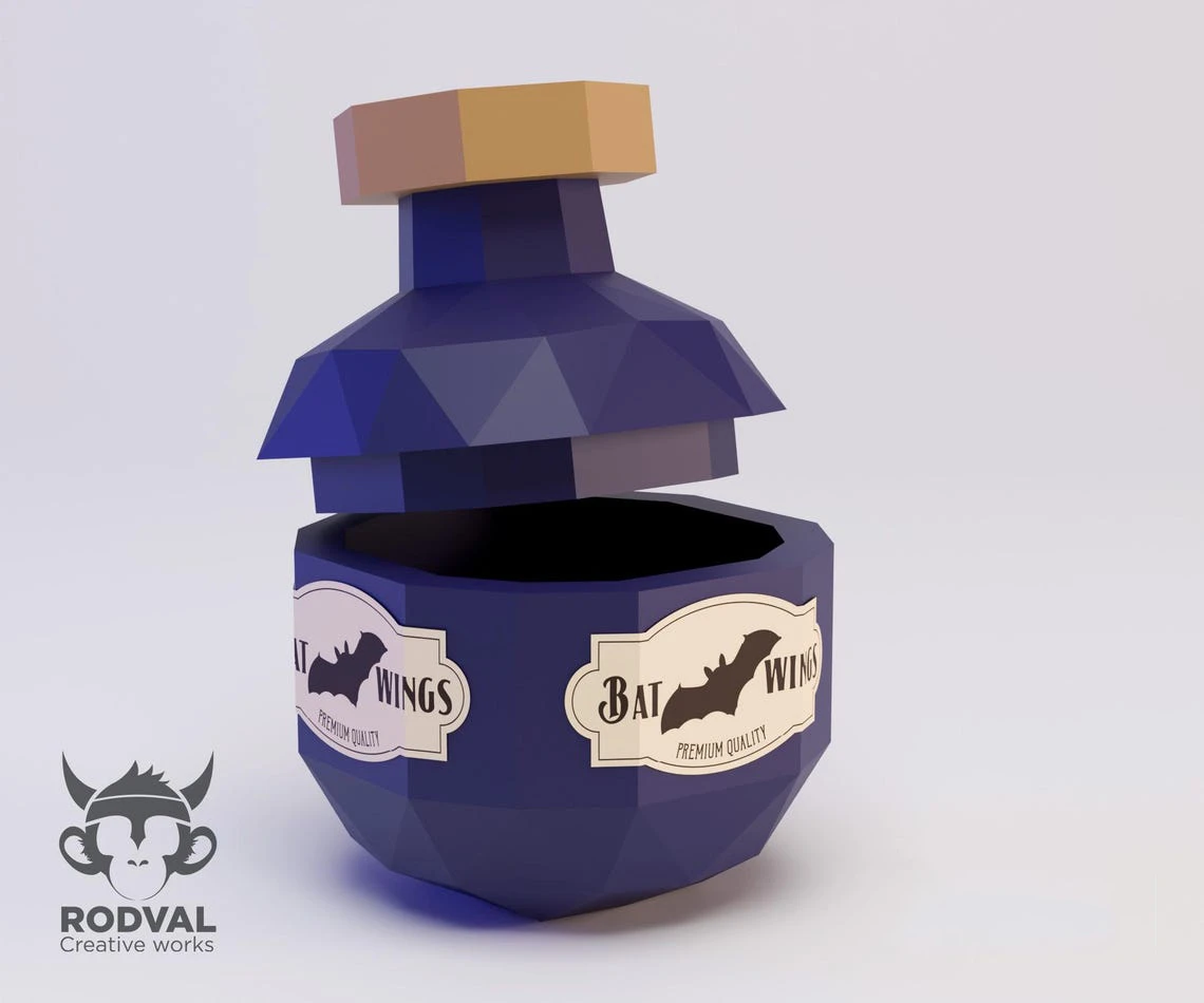 POTIONS HALLOWEEN, Papercraft, Template, DIY, Paper, Low Poly, 3D Model, Pdf Low Poly, Kids Toy