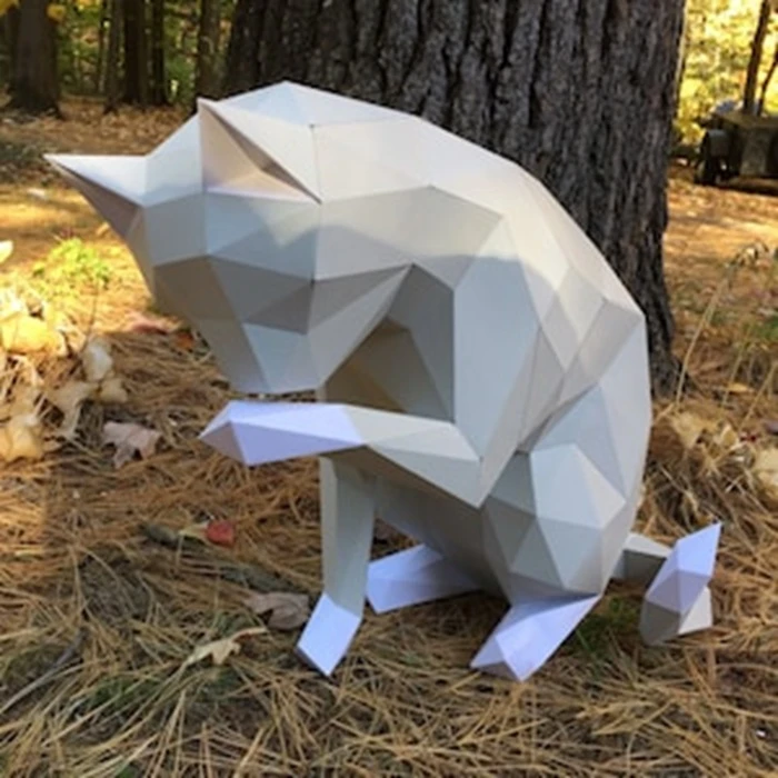 Licky kitty papercraft. You get PDF digital file templates and instructions for this DIY (do it yourself) modern paper sculpture.