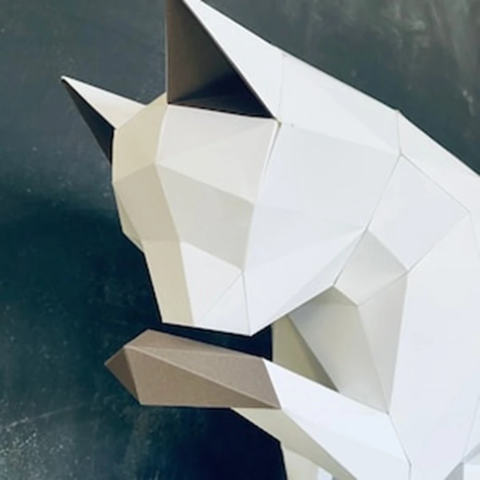 Licky kitty papercraft. You get PDF digital file templates and instructions for this DIY (do it yourself) modern paper sculpture.