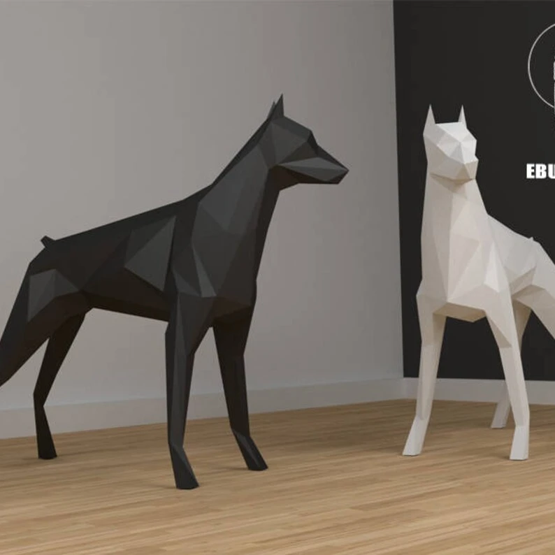 3D XXL Papercraft Dobermann, Dog Papercraft, Template, Papercraft Animals, Low Poly DIY, DIY Paper 3D Art, Papercrafting, Paper Eburgami