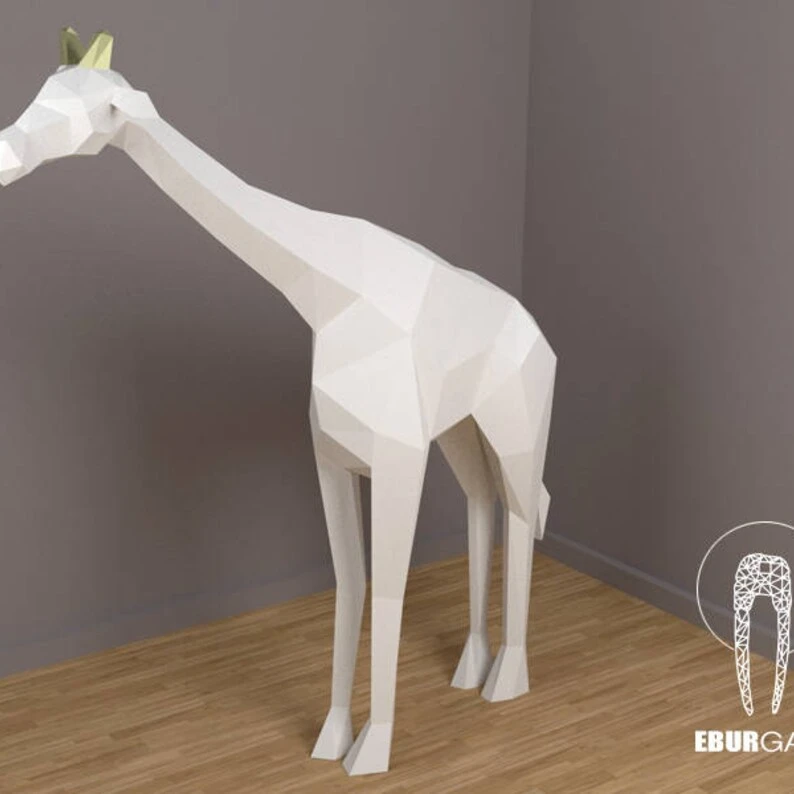 Giraffe XXL Papercraft, 3D Papercraft - Build Your Own Low Poly Paper Sculpture from PDF Download (DIY gift, Wall Decor for home and office)