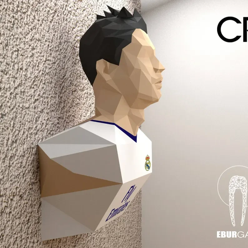 Wall Decor Cristiano Ronaldo Papercraft Head, CR7 Papercraft, Papercrafting, Make your own, Trophy, Lowpoly CR7, DIY Head, Digital Download