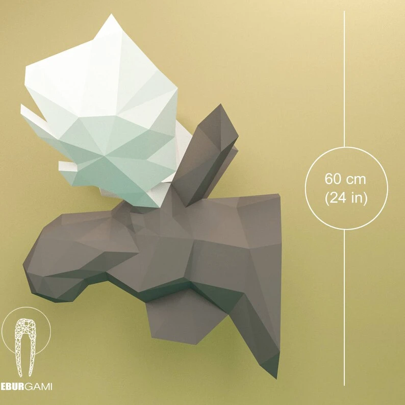 Moose Pepercraft Head, Papercraft Trophy, Pdf Kit, 3D DIY Moose Head, DIY Paper Sculpture, 3D Puzzle DIY, Digital Download, Deer Trophy Art