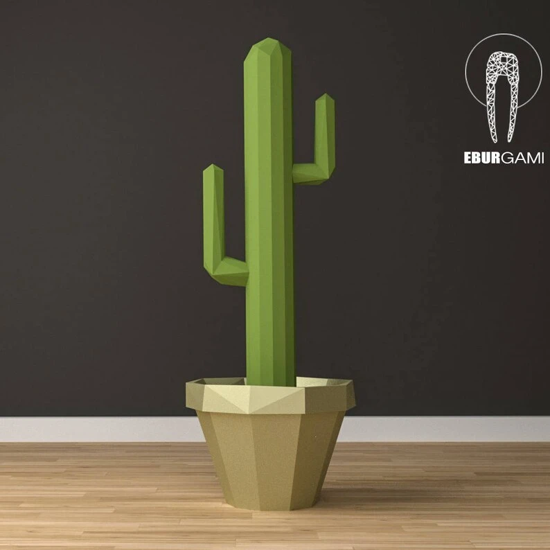 Cactus Papercraft XXL Saguaro 3D, pdf Download, Papercraft pattern, Interior Design, model papercraft, DIY lowpoly, DIY paper sculpture