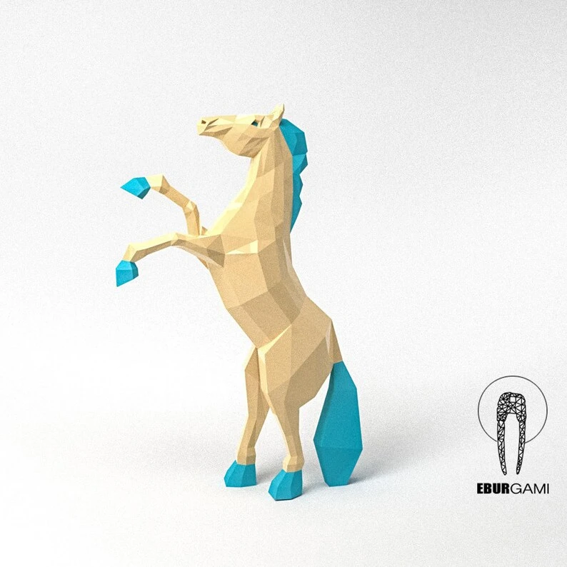 Low Poly Horse Model XXL, Papercraft Horse, Origami Horse, Create Your Own 3D, Wild Horse, Eburgami, Paper Craft Horse, Animal Head