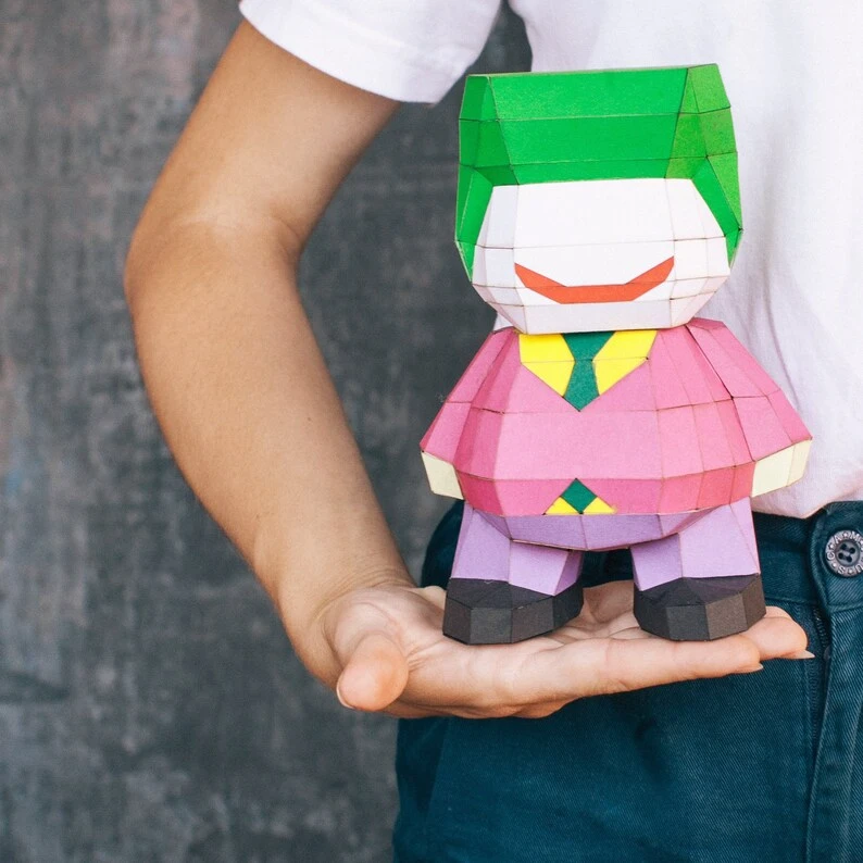 Joker, DIY Superhero PDF template, comic character, Handmade doll, Papercraft figures, PDF Template, 3D papercraft puzzle, Kids save toys