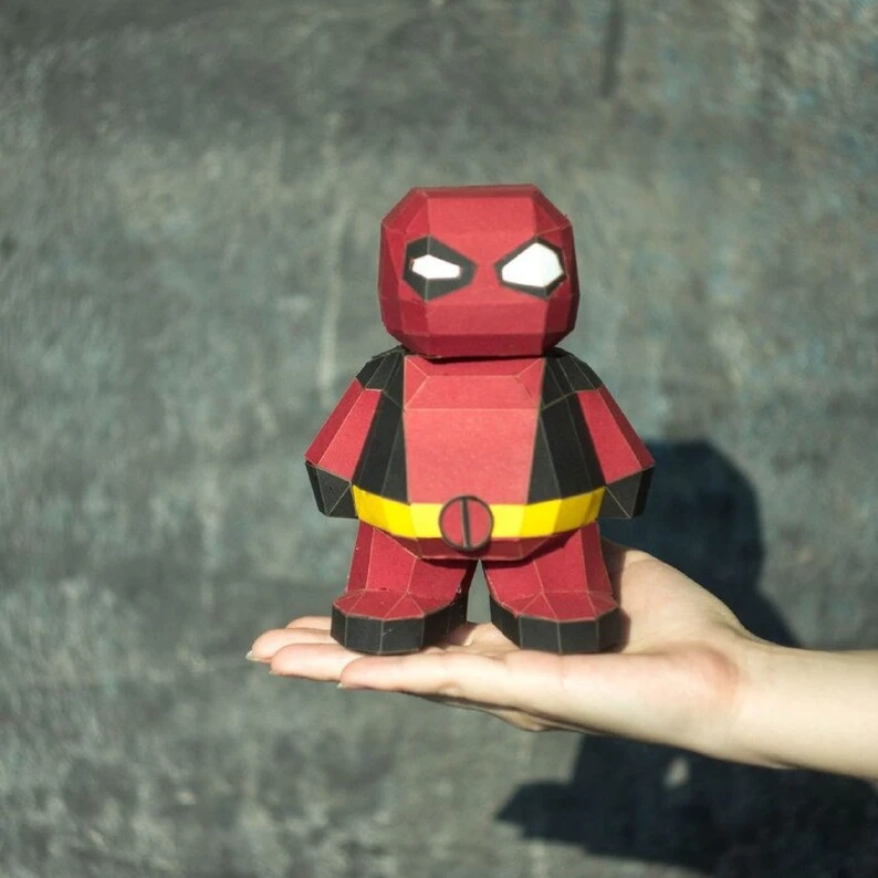 Deadpool, 3d papercraft superhero, Digital DIY pdf templates, Svg and dxf Kit, Superhero paper doll