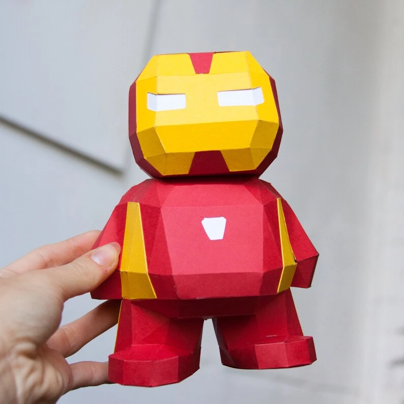 Iron Man, DIY Superhero PDF template, comic character, 3D papercraft doll, party decoration, svg and dxf files for plotter