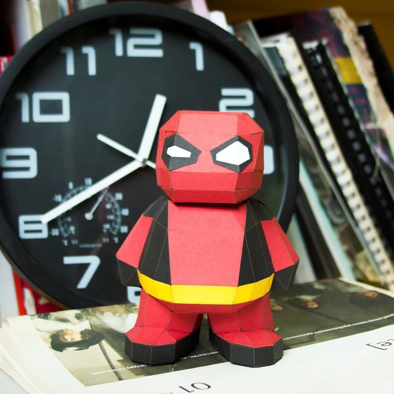 Deadpool, 3d papercraft superhero, Digital DIY pdf templates, Svg and dxf Kit, Superhero paper doll