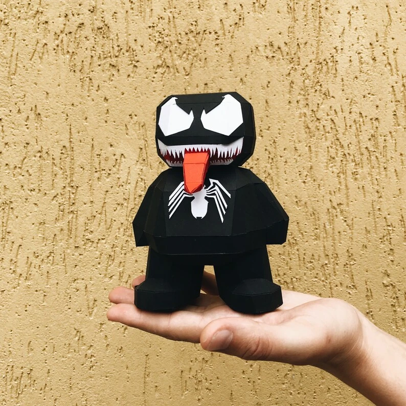 Venom DIY Superhero PDF template, comic character, 3D papercraft doll, party decoration