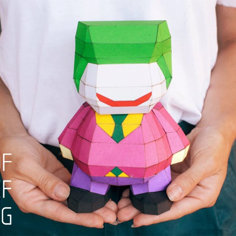 Joker, DIY Superhero PDF template, comic character, Handmade doll, Papercraft figures, PDF Template, 3D papercraft puzzle, Kids save toys