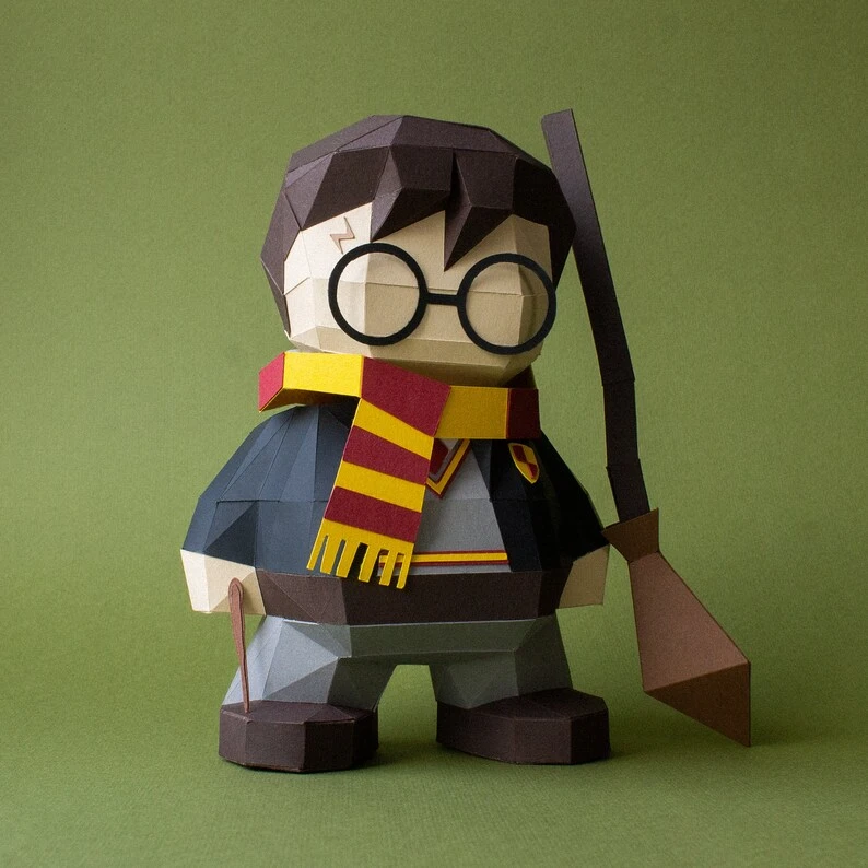 Harry Potter, DIY little Wizard PDF template, 3D papercraft doll, Digital party decoration