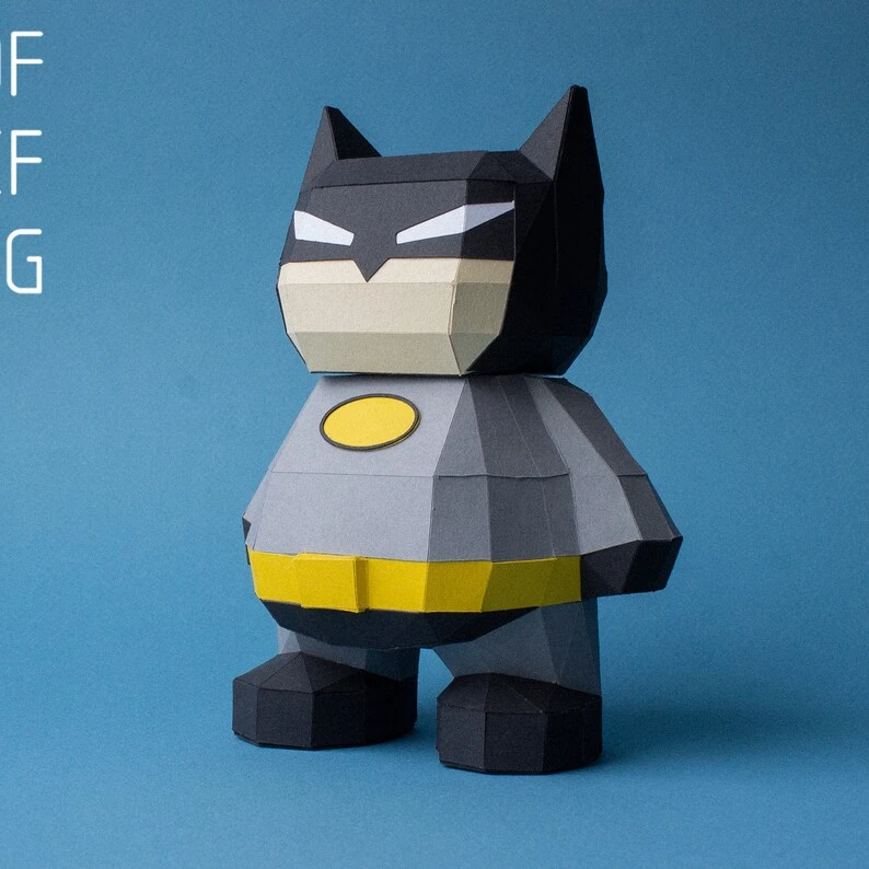 Batman, DIY Superhero PDF template, comic character, 3D papercraft doll, party decoration
