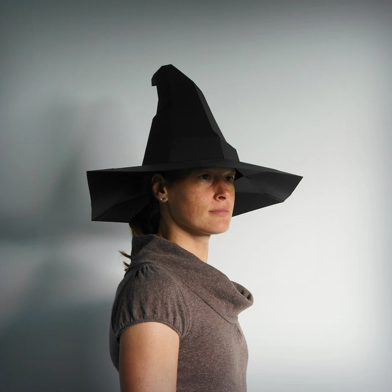 Magic Witches Hat 3D Papercraft Template, Low Poly, Unique Homemade DIY Halloween Costume, Cosplay PDF Pattern