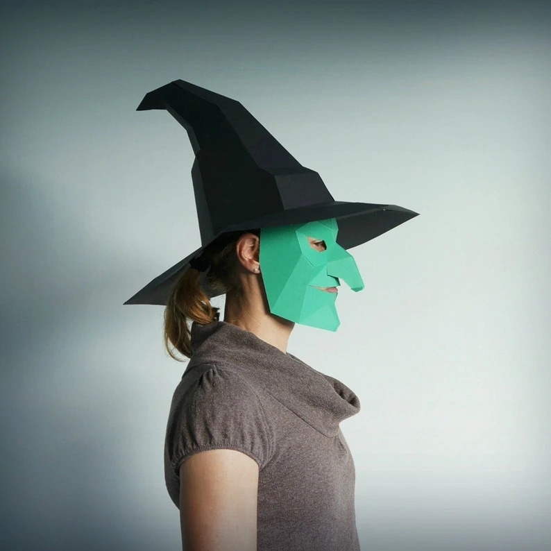 Magic Witches Hat 3D Papercraft Template, Low Poly, Unique Homemade DIY Halloween Costume, Cosplay PDF Pattern