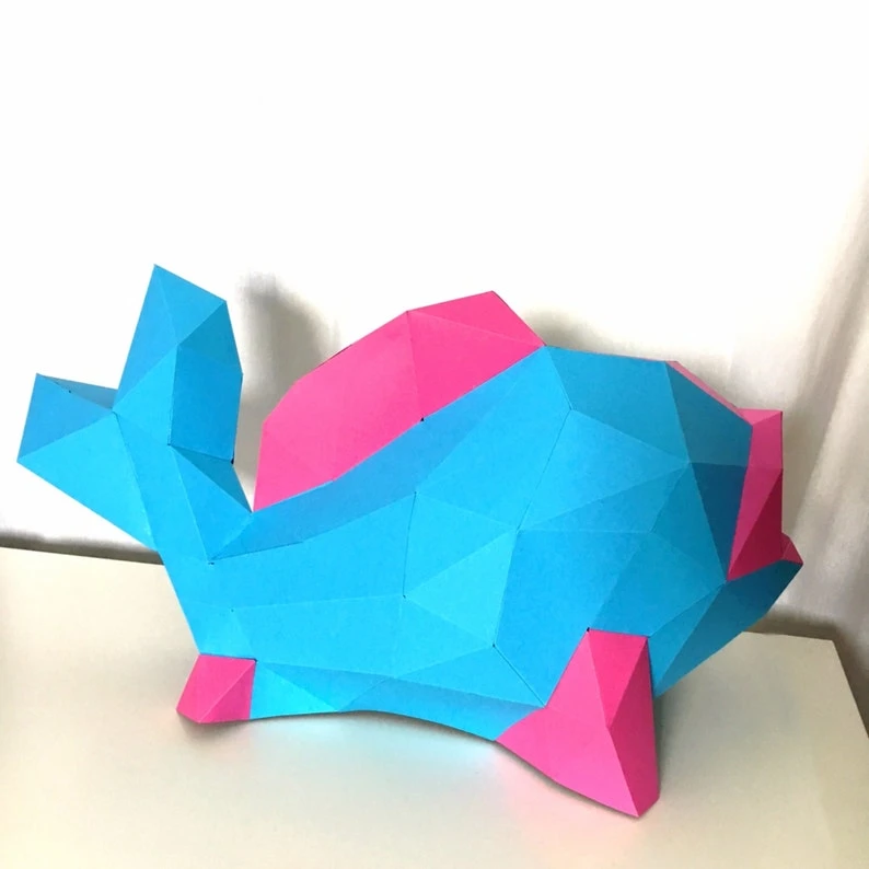 Fish 3D Papercraft. You get a PDF digital file template and instructions for this DIY (do it yourself) modern paper sculpture.