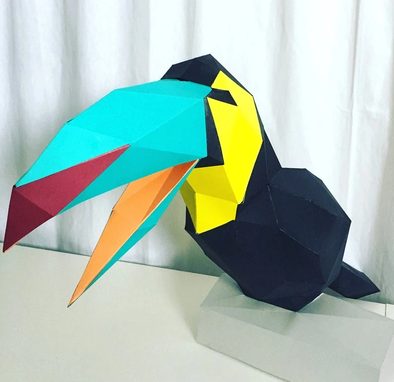 Toucan 3d papercraft. You get PDF digital file templates and instructio