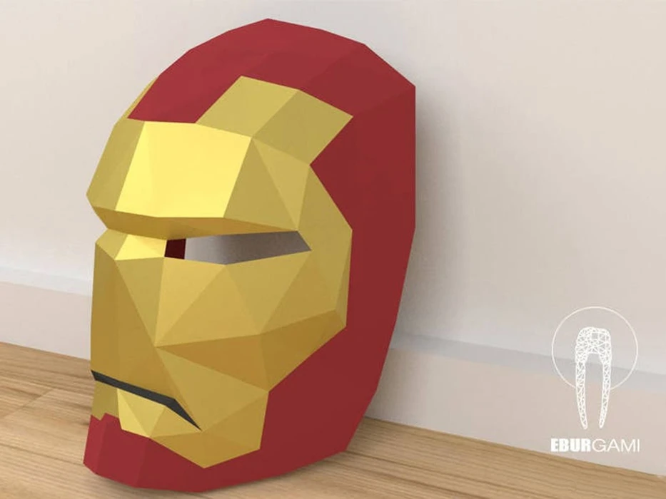 Iron Man Mask Papercraft - Make your own, Halloween Mask, Eburgami, Iron Man Papercraft, DIY 3D, Template Iron Man, Party Mask, Carnival Mask