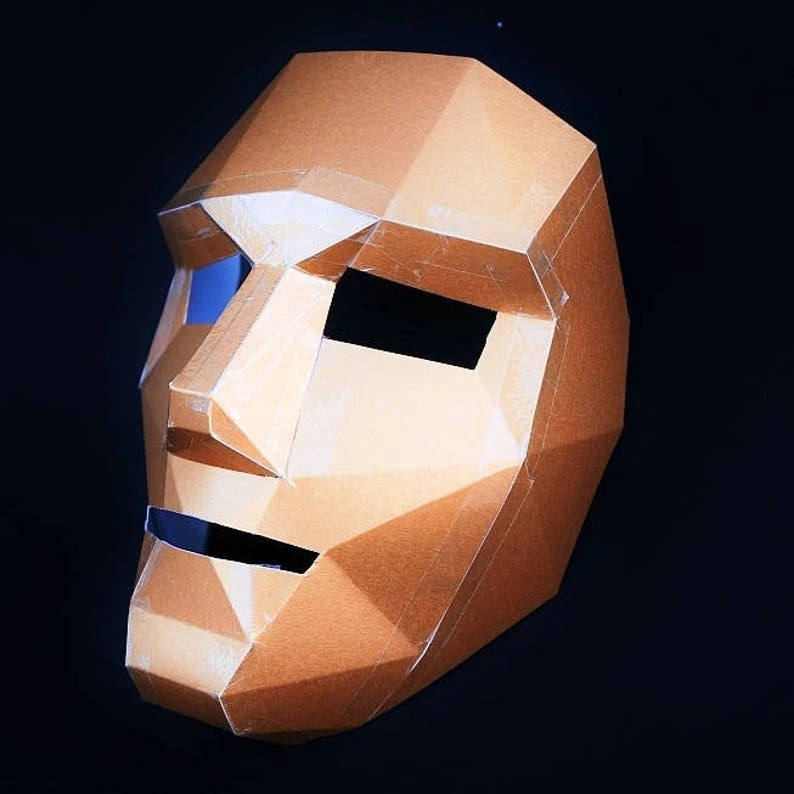 Polygon Human Face Mask, 3D Papercraft Mask Template, Low Poly Paper Mask, Unique Halloween Costume, Cosplay Pattern, PDF Pattern