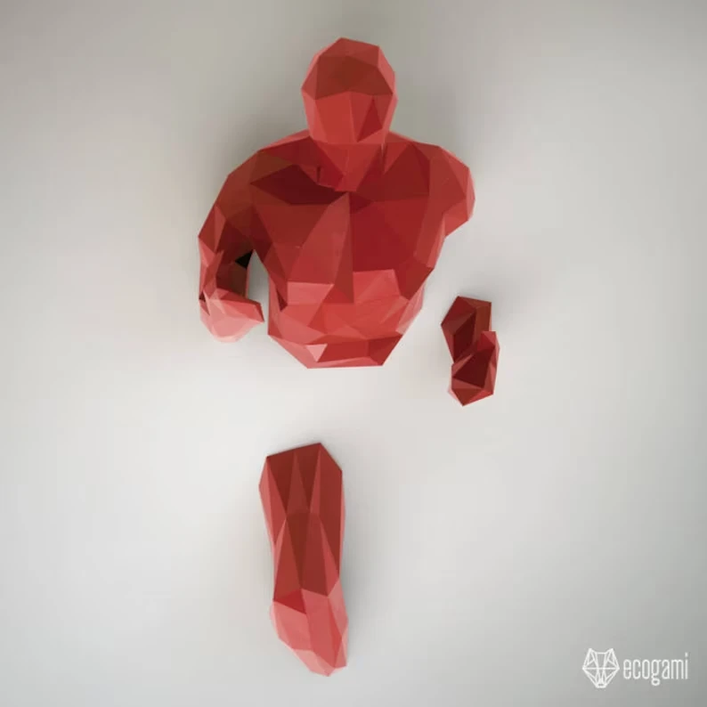 Running man papercraft trophy, printable 3D puzzle, papercraft Pdf template to make your sport wall decor